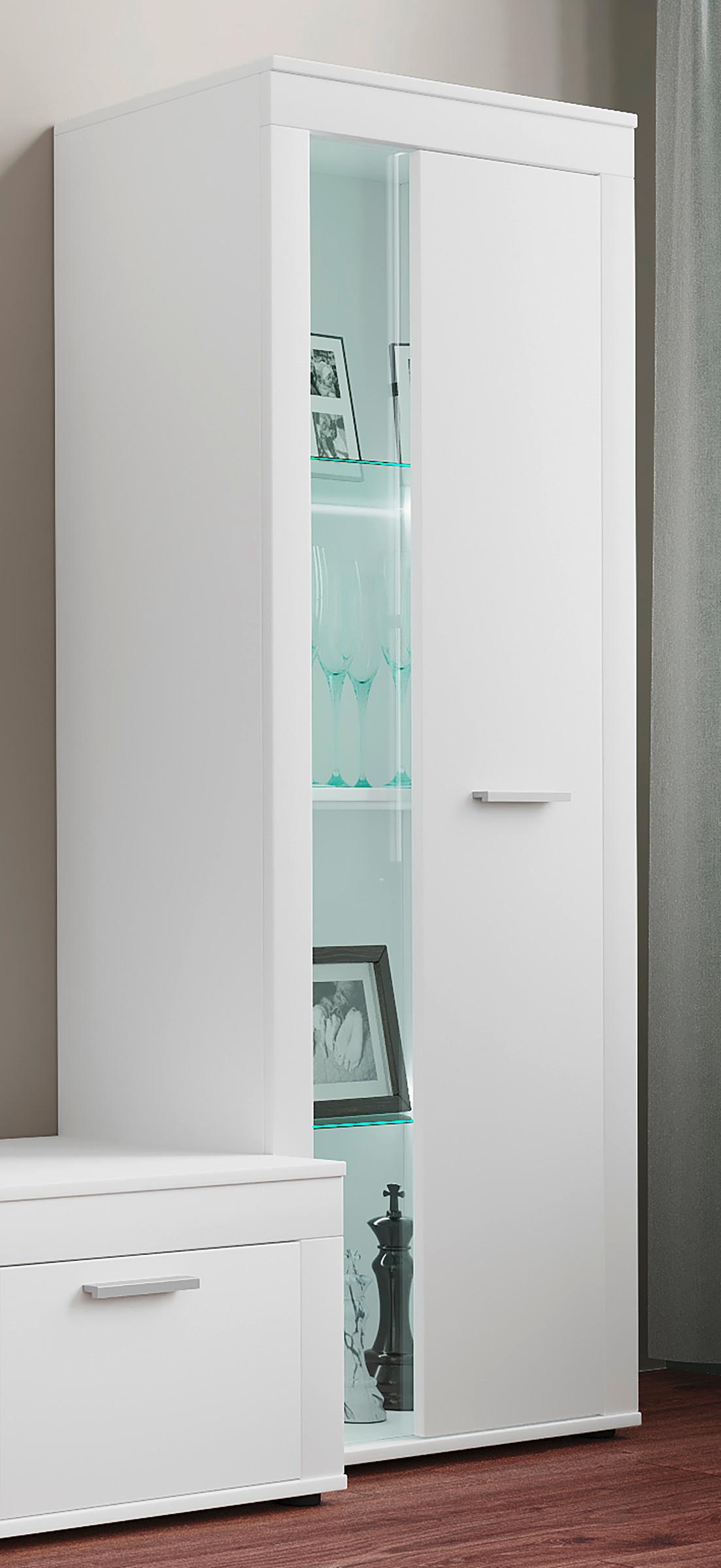 VITRINE USILO VITRINE - Weiss/Silberfarben, Design, Glas/Holzwerkstoff (60/159/35cm) - MID.YOU