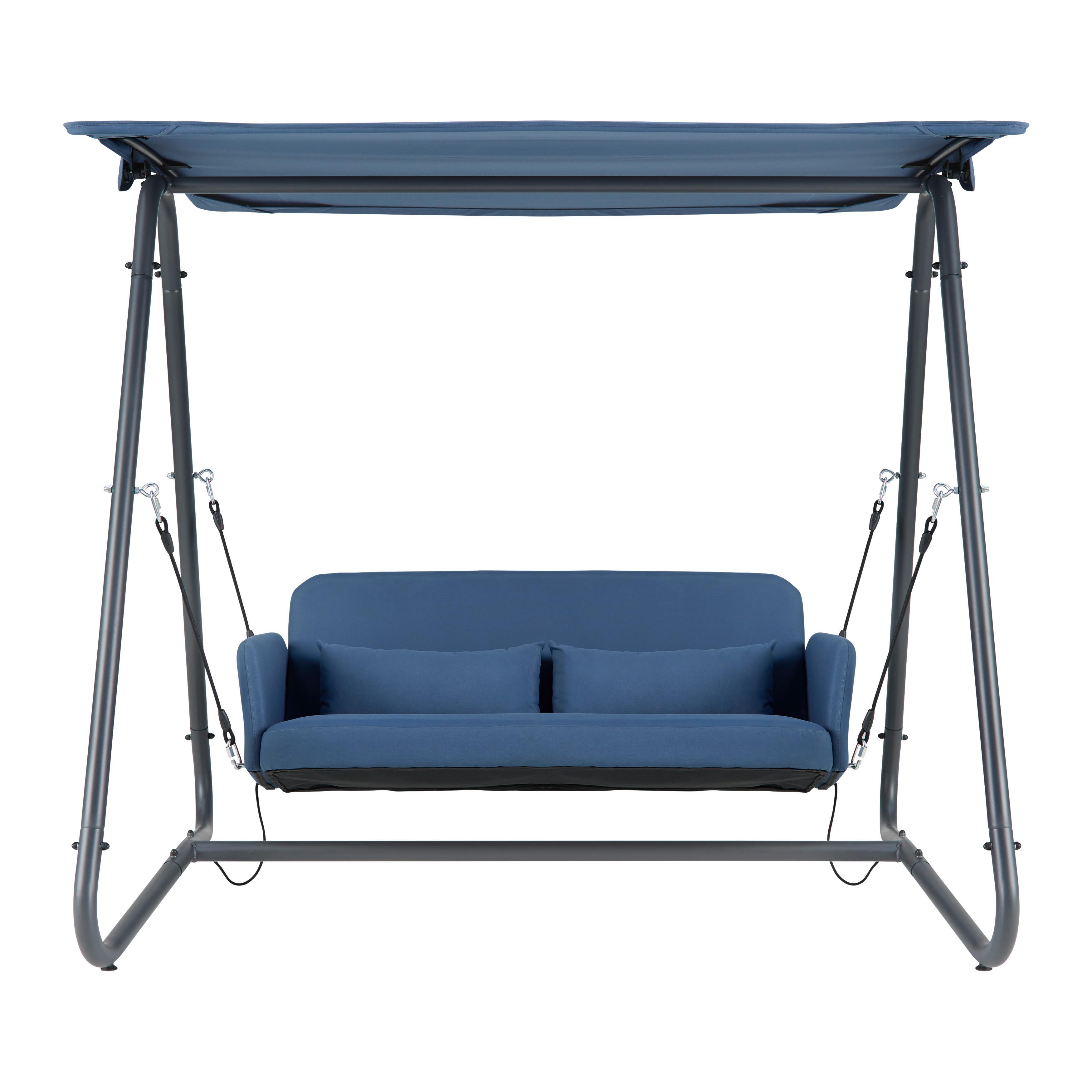 Balansoar Ilva Blue - albastru/gri închis, Modern, metal/textil (178/175/142cm) - Bessagi Garden