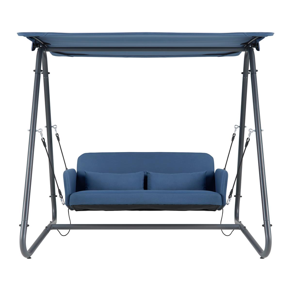 Hollywoodschaukel Ilva Blu Blau Outdoorstoff/Metall - Blau/Dunkelgrau, MODERN, Textil/Metall (178/175/142cm) - Bessagi Garden