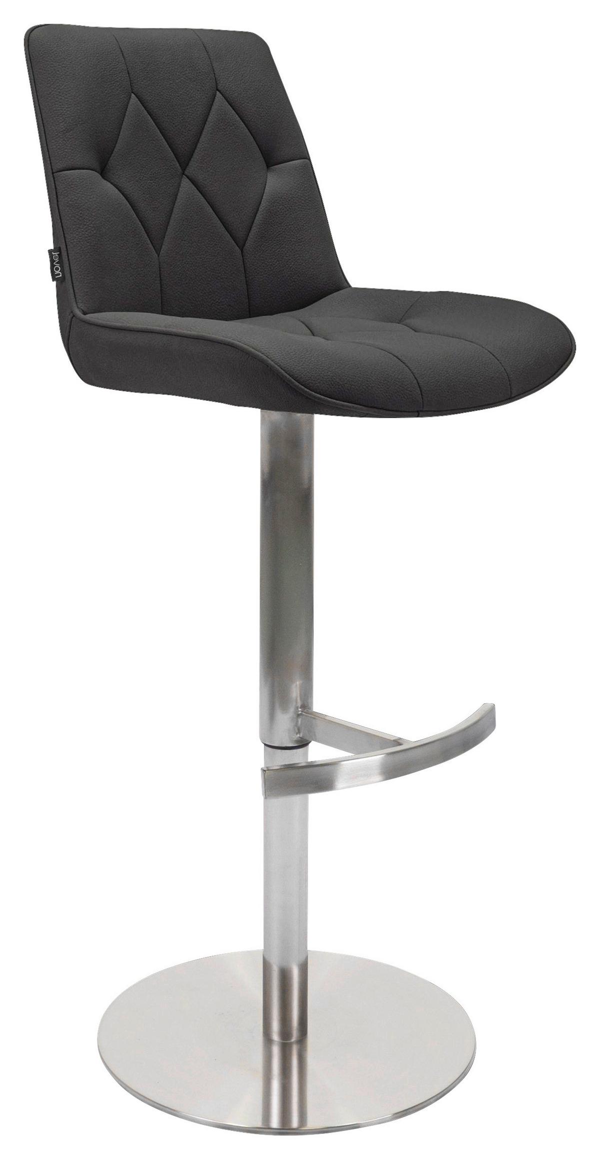 STOŁEK BAROWY HENRY - kolor stalowy/czarny, Design, metal/tkanina (44/110/54,5cm) - Novel