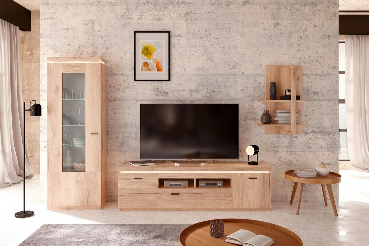 Tv-element Vancouver, Barva Hrasta, Led - barve hrasta/antracit, Moderno, kovina/leseni material (156/57/44cm) - Mömax