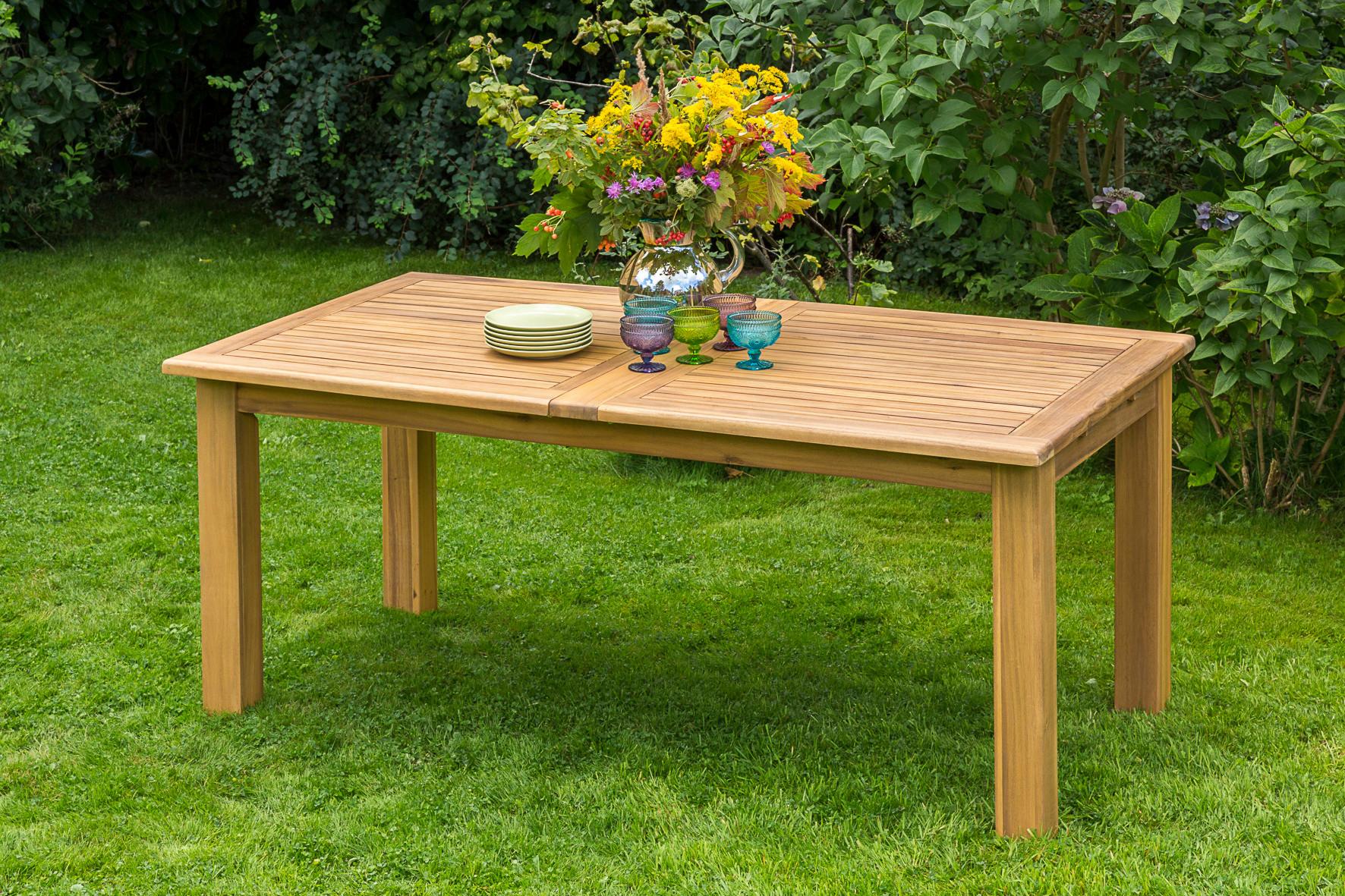 Gartentisch "Paraiba", Akazie ausziehbar ca. 260x75x100cm - Akaziefarben, ROMANTIK / LANDHAUS, Holz (180-260/100/75cm) - Gardenson