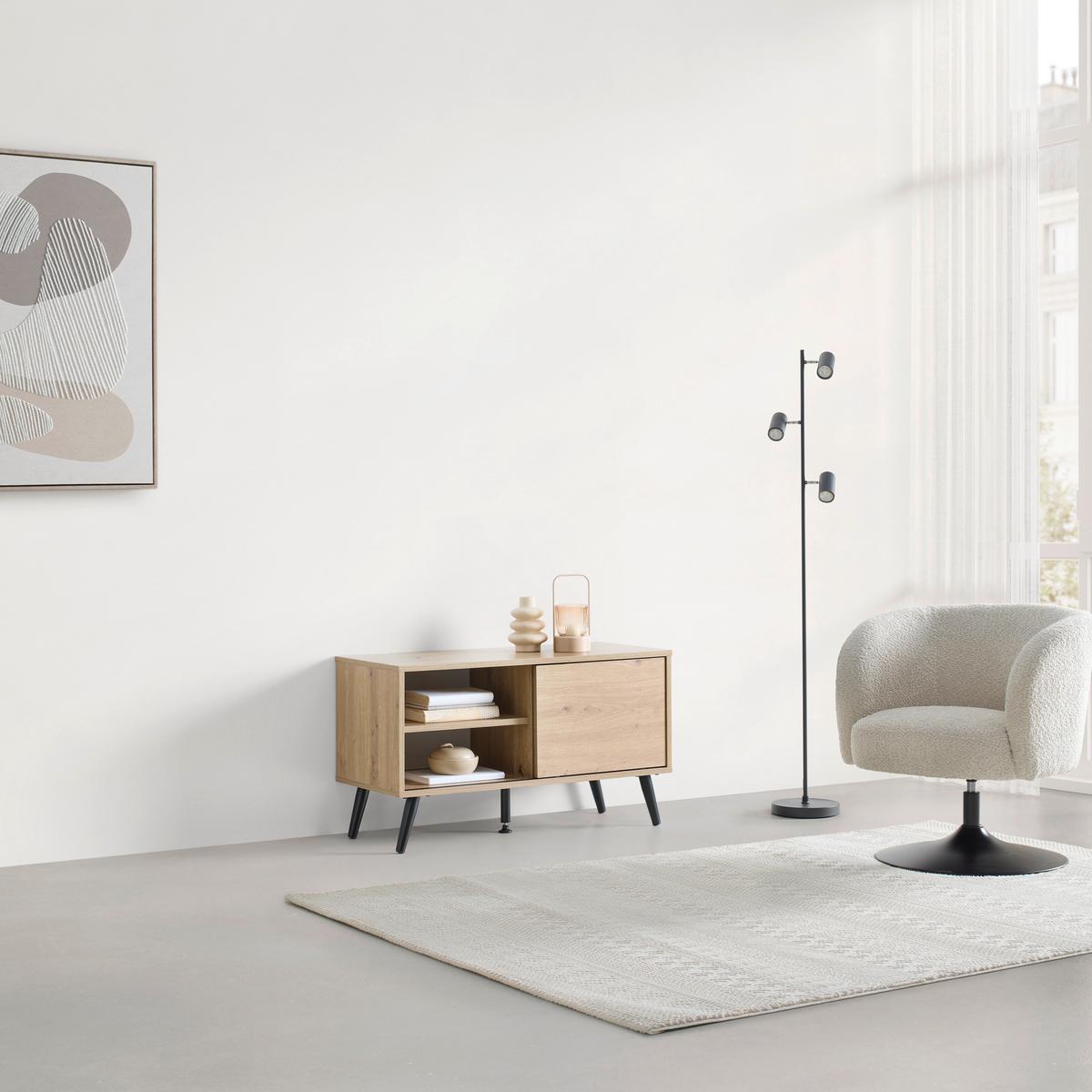 Phonotisch Move Eiche Artisan/Schwarz - Schwarz/Eiche Artisan, MODERN, Holzwerkstoff/Metall (80/46/35cm) - Based