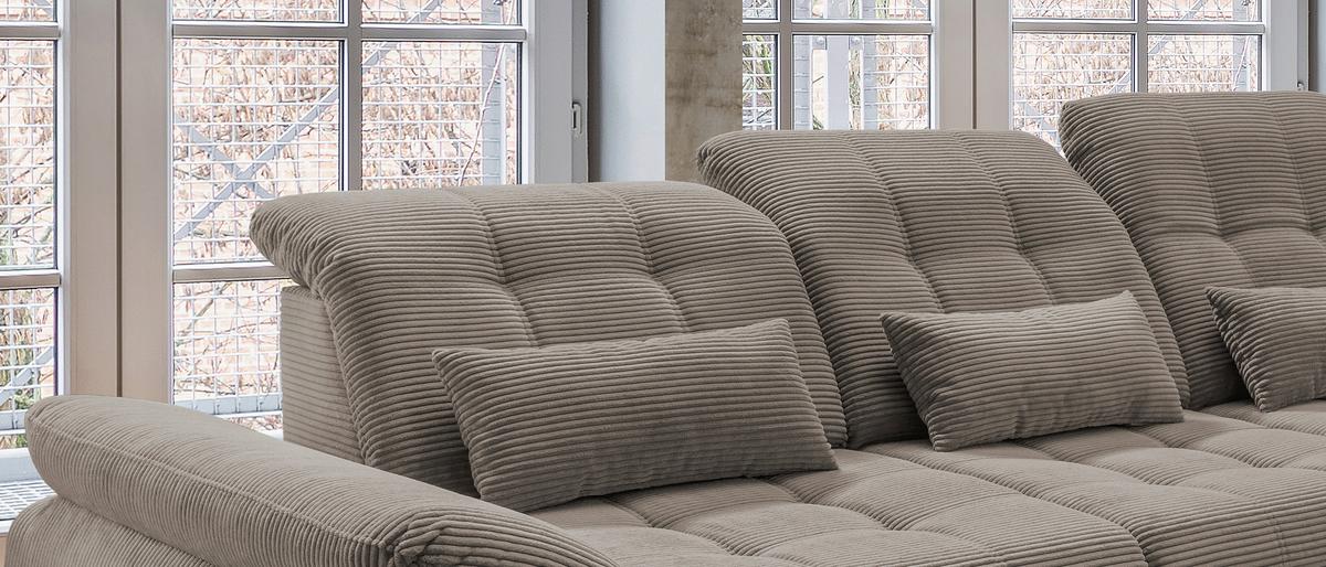 Ecksofa mit Bettkasten Rigatti ca. 314x184 cm Graubraun - Graubraun/Schwarz, MODERN, Textil/Metall (314/184cm) - Livetastic
