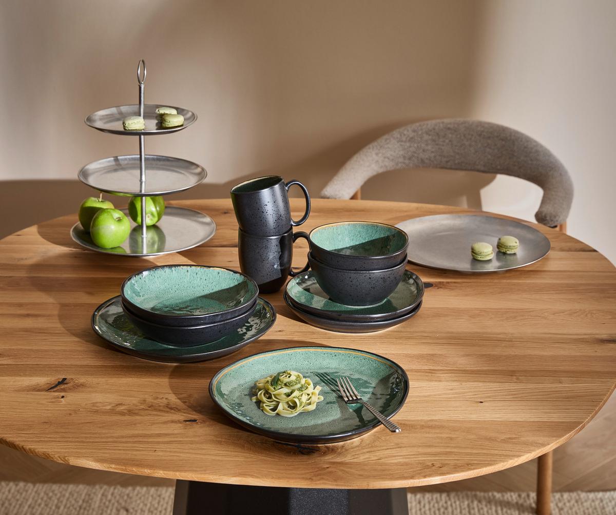SERWIS OBIADOWO-ŚNIADANIOWY SØREN GREEN - zielony, Trend, ceramika - Novel