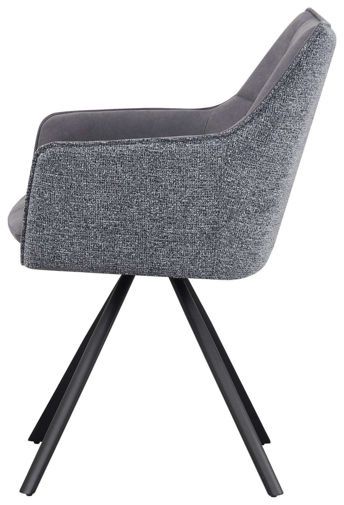 Armlehnstuhl Marian Grau ca. 56x89x61cm - Schwarz/Grau, Design, Holz/Textil (56/89/61cm) - Mömax