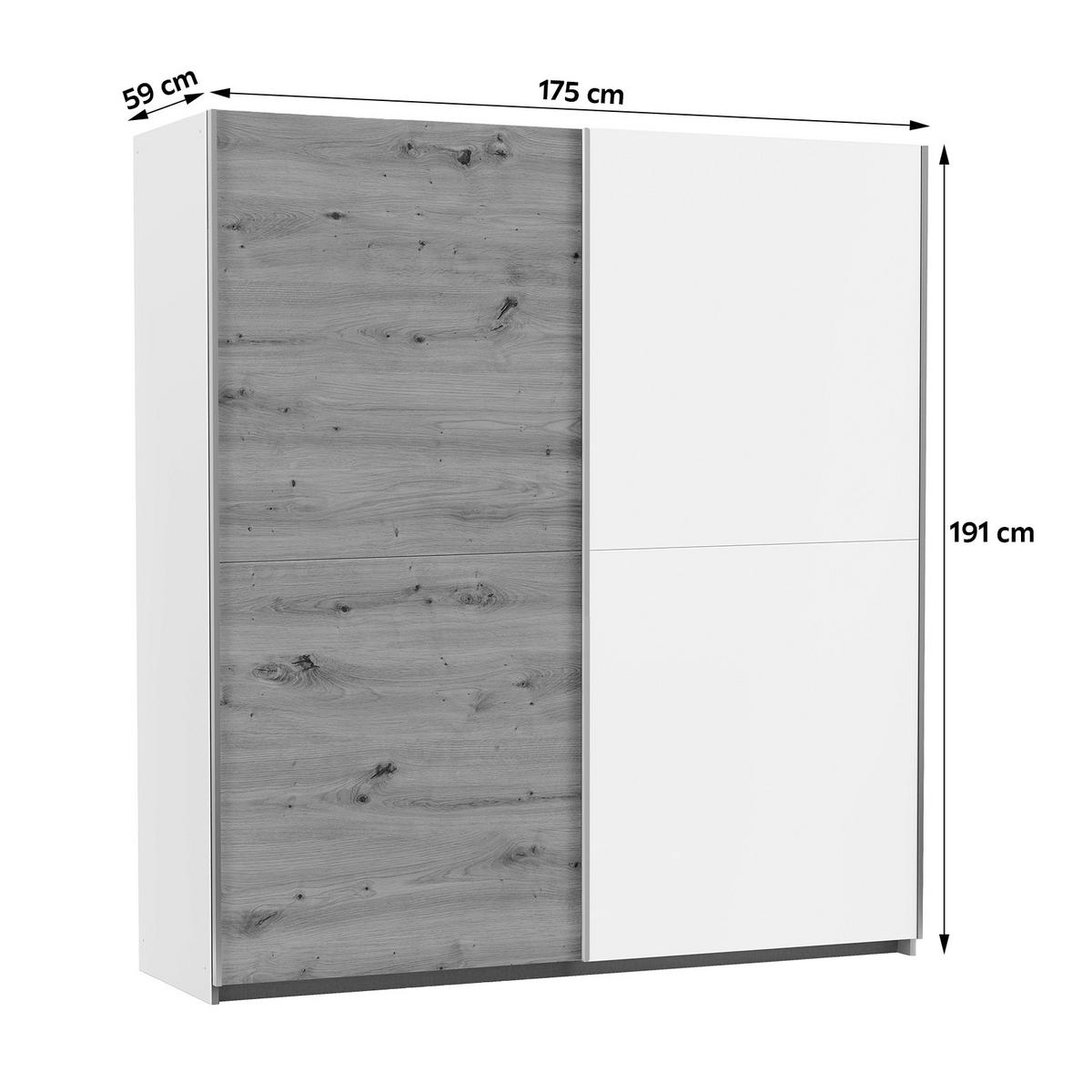 Omara Z Drsnimi Vrati Mars -Top- - bela/barve aluminija, Konvencionalno, kovina/leseni material (175/191/59cm) - Top ponudba