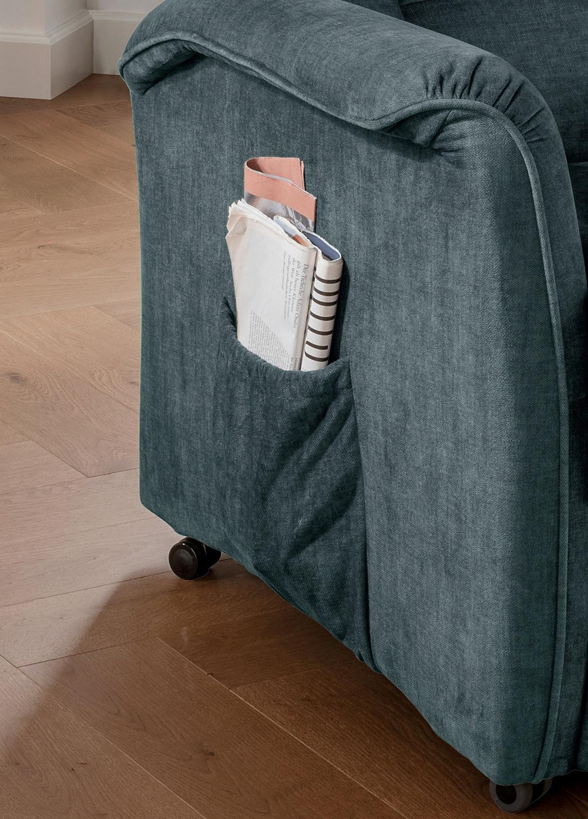 Relaxsessel Harry Dunkelblau Velours - Schwarz/Braun, Design, Kunststoff/Textil (77/107/88cm) - Livetastic