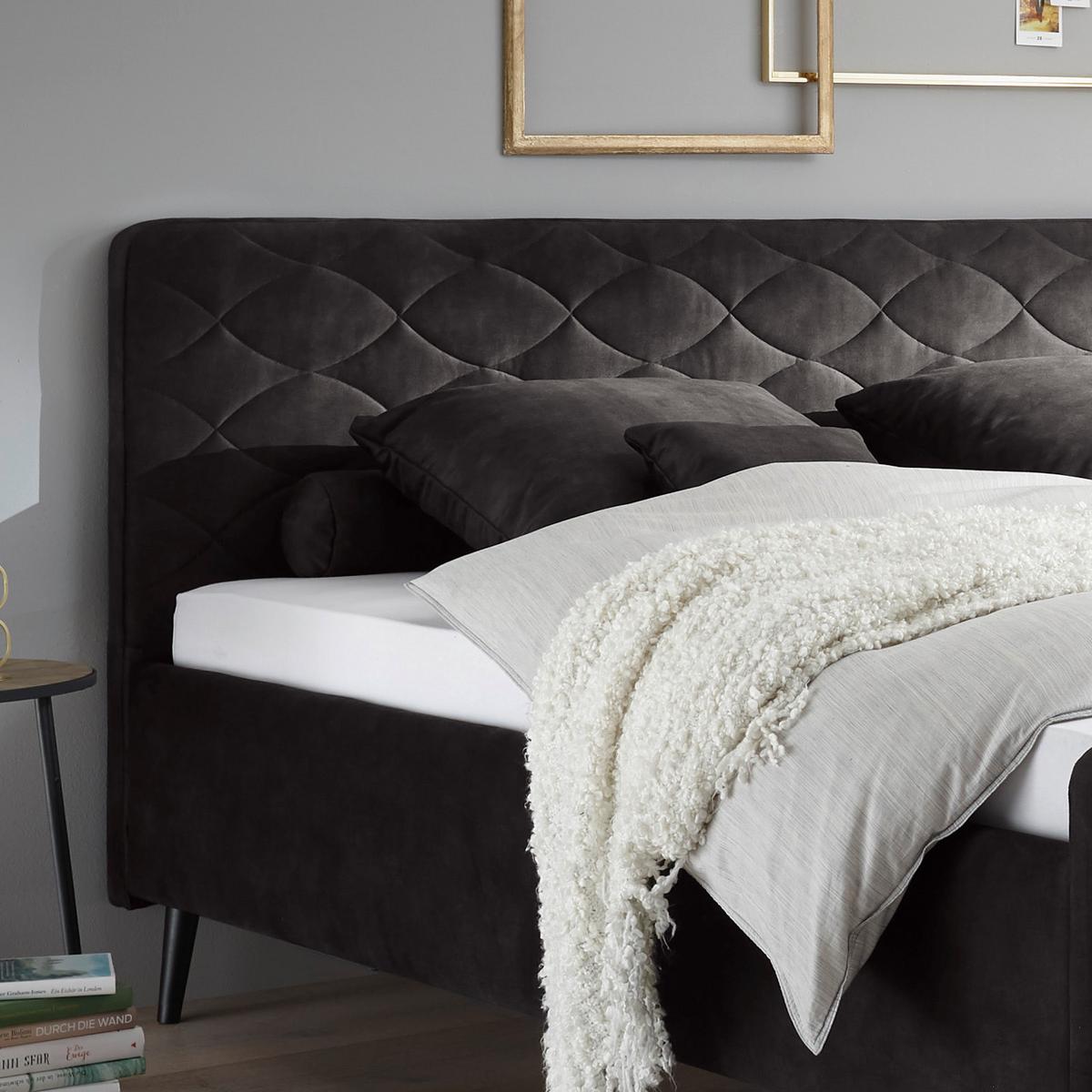 Polsterbett Mario A ca. 180x200 cm Dunkelgrau - Dunkelgrau, Basics, Holz/Holzwerkstoff (180/200cm) - MID.YOU