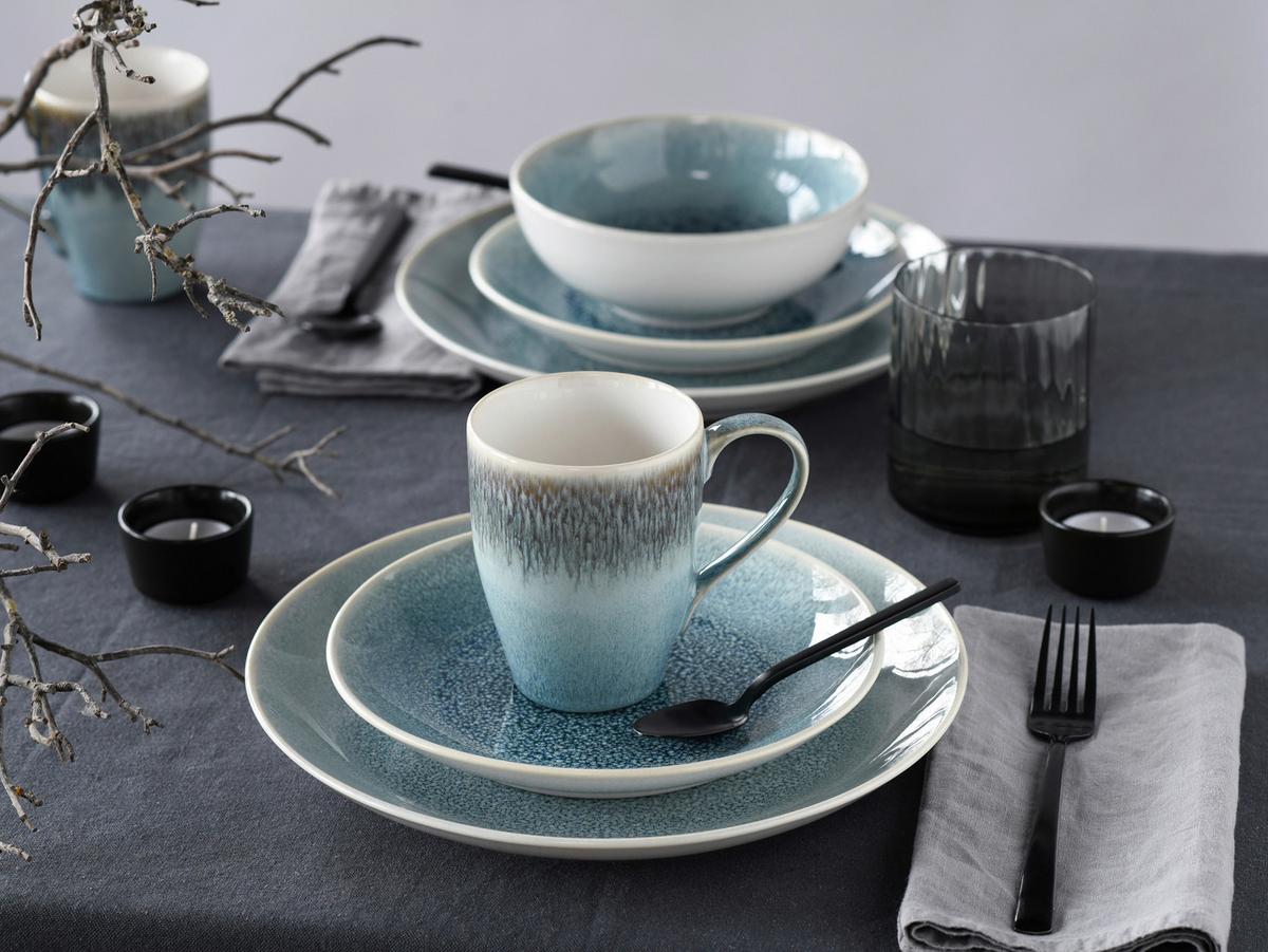 Kombinirani Servis Caldera Eisblau, 8-Delni - svetlo modra/bela, Basics, keramika - Creatable