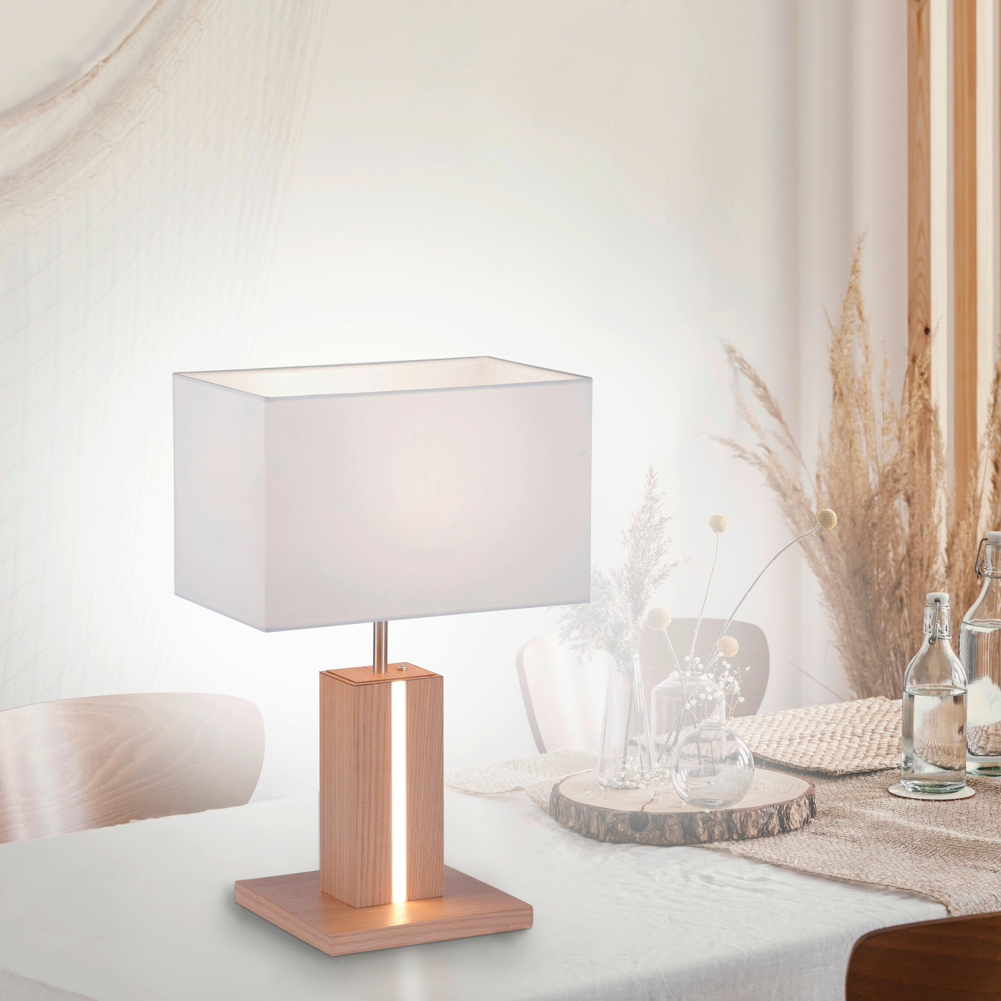 LED-Tischleuchte Amanda in Weiß max. 6 Watt - Alufarben/Weiß, MODERN, Holz/Kunststoff (32/32/20cm)
