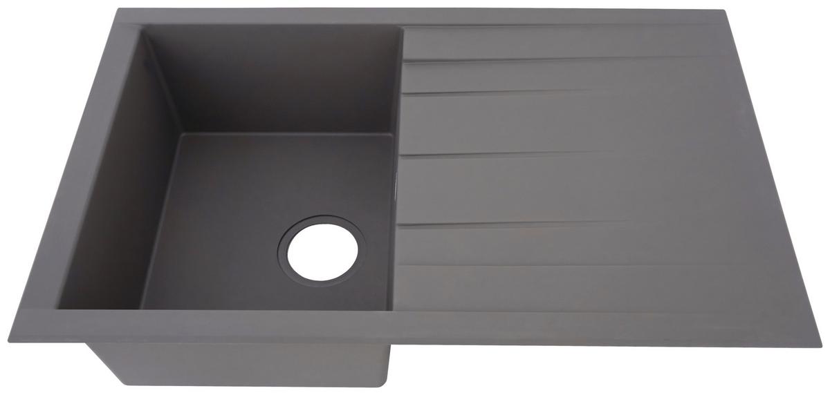 Einbauspüle Houston ca. 80x21x50 cm Grau - Grau, Trend, Glas/Kunststoff (80/21/50cm) - Respekta