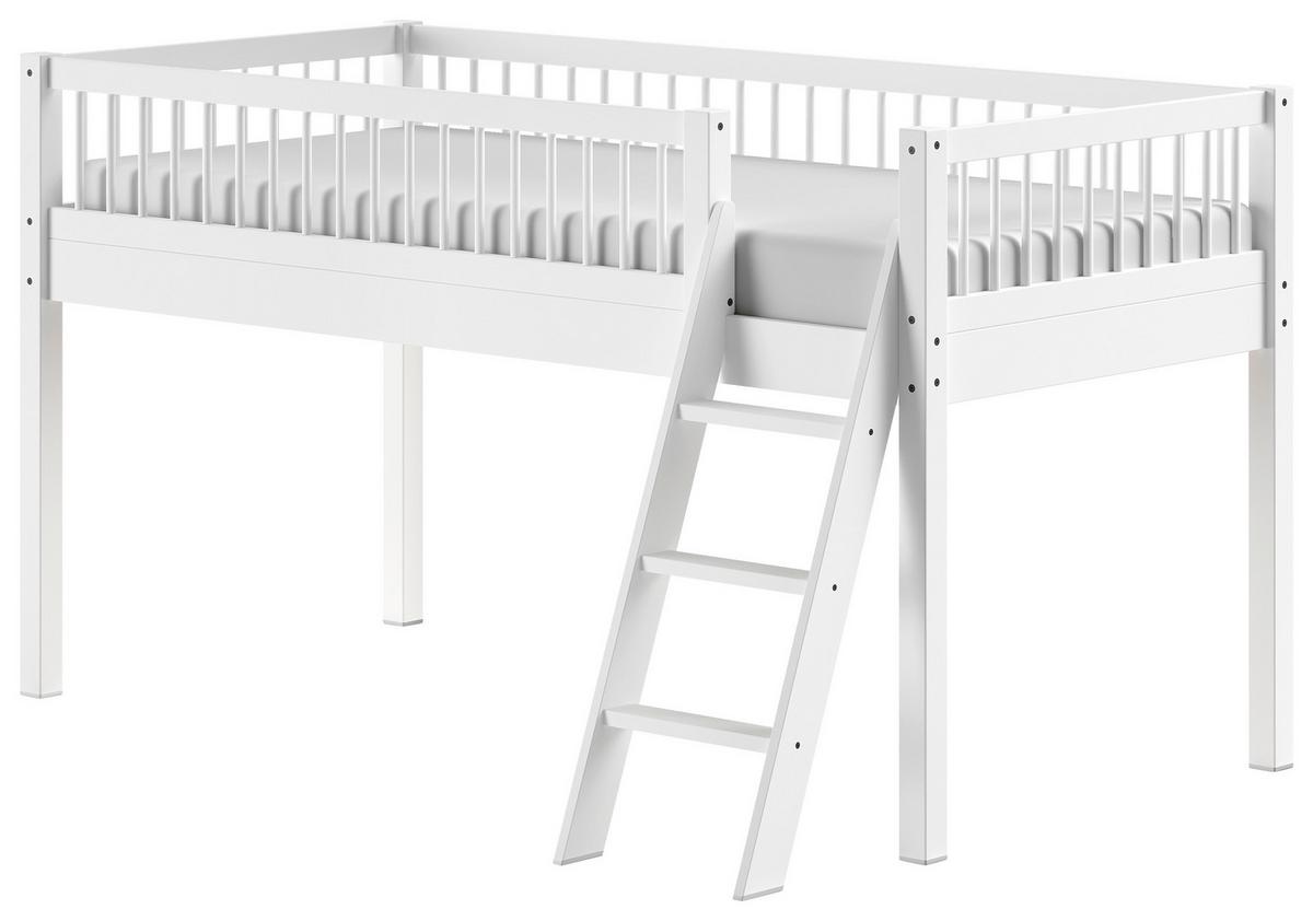 Hochbett Forrest Weiß ca. 90x200 cm Echtholz - Naturfarben/Weiß, MODERN, Holz (90/200cm) - Vipack