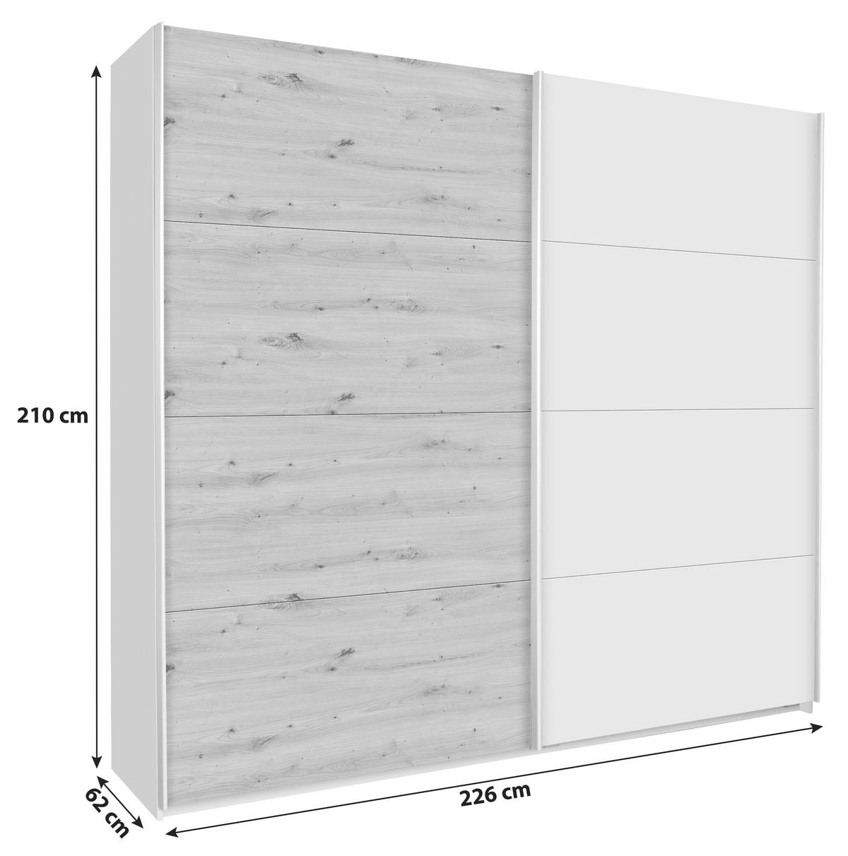 Ormar S Kliznim Vratima Feldkirch - siva/boje hrasta, Moderno, drvni materijal/metal (226/210/62cm) - Modern Living
