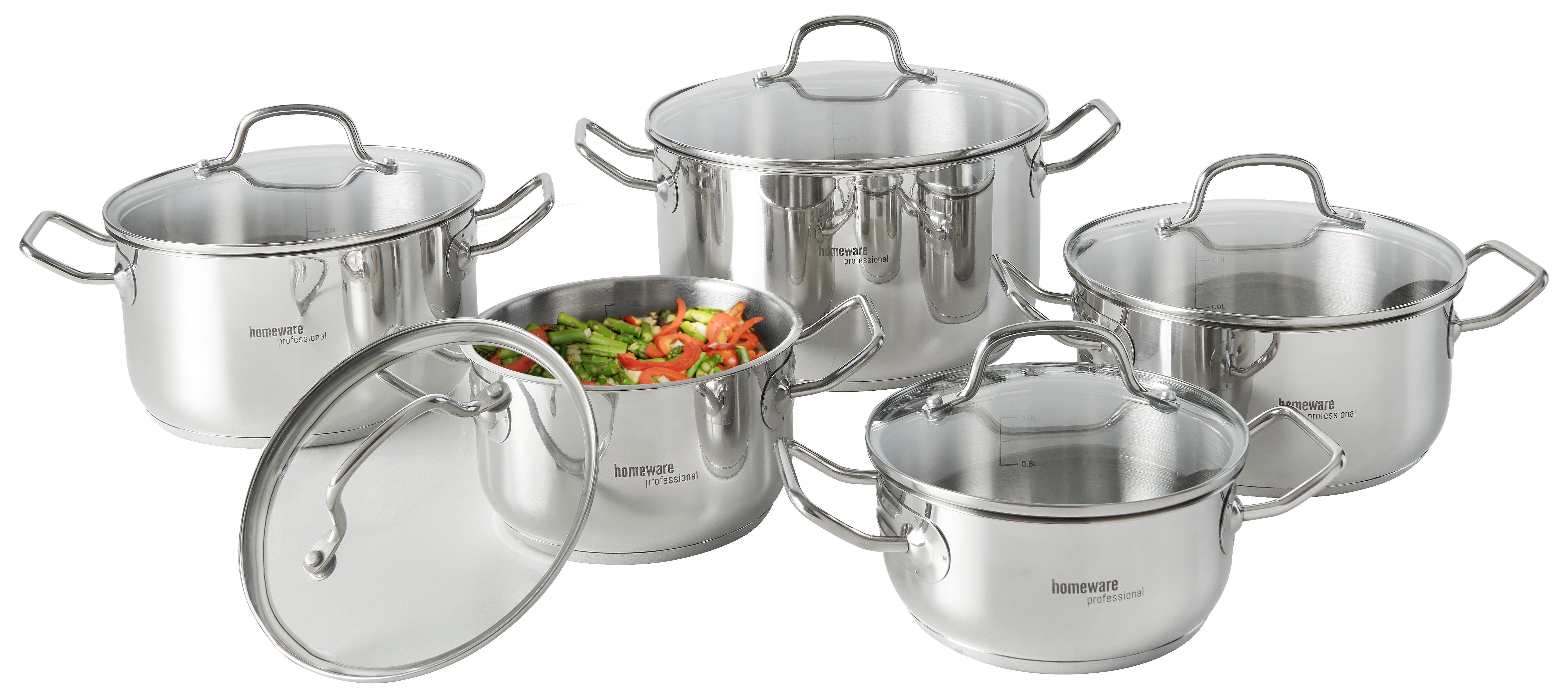 ZESTAW GARNKÓW PALMA - kolor stalowy/przejrzysty, Basics, metal/szkło - Homeware Profession.