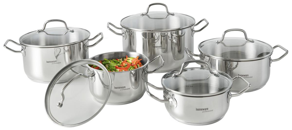 ZESTAW GARNKÓW PALMA - kolor stalowy/przejrzysty, Basics, metal/szkło - Homeware Profession.