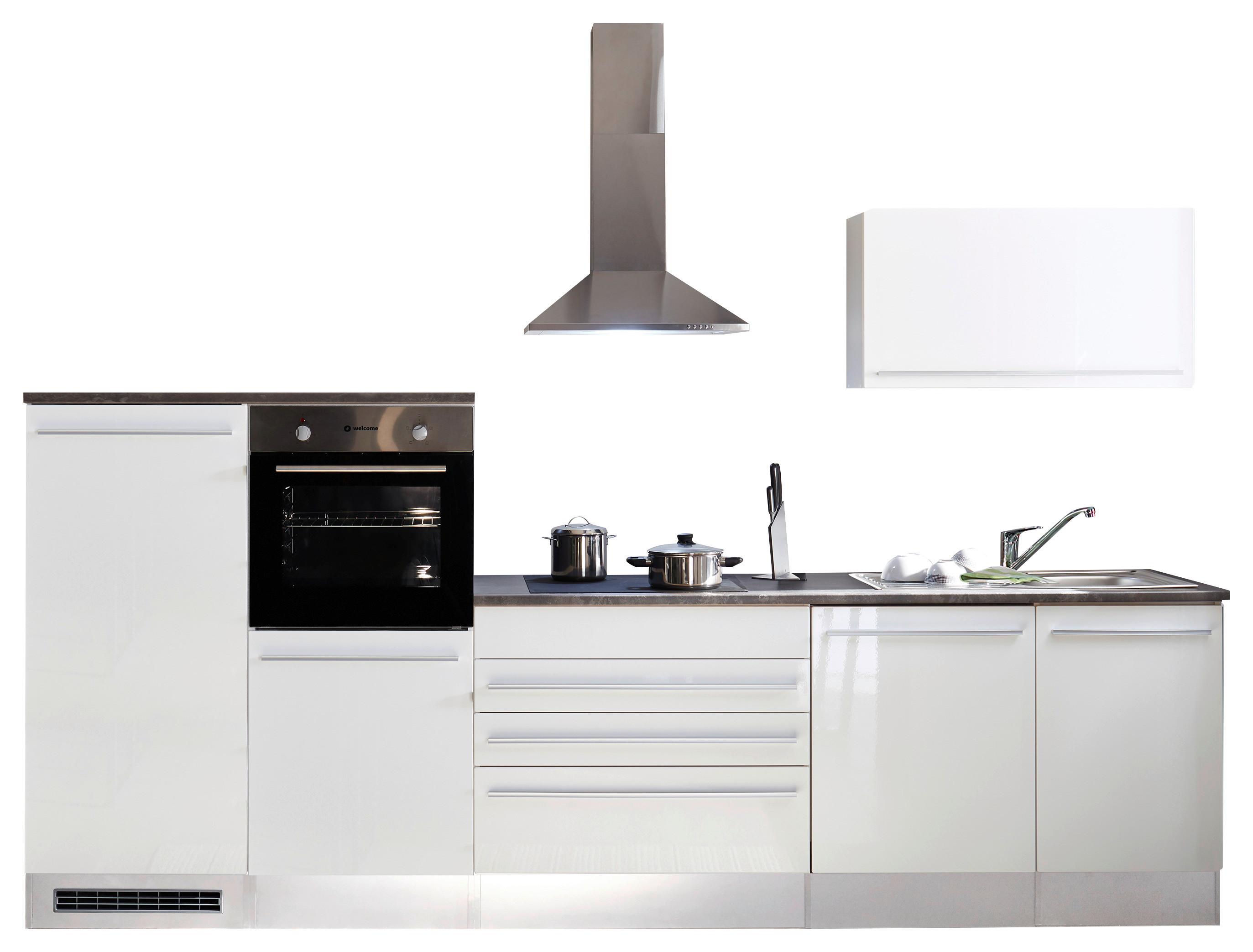 Moderen Kuhinjski Blok Brez Aparatov Welcome Jazz, Bela - bela/visoki sijaj, Konvencionalno, leseni material (320cm) - Modern Living