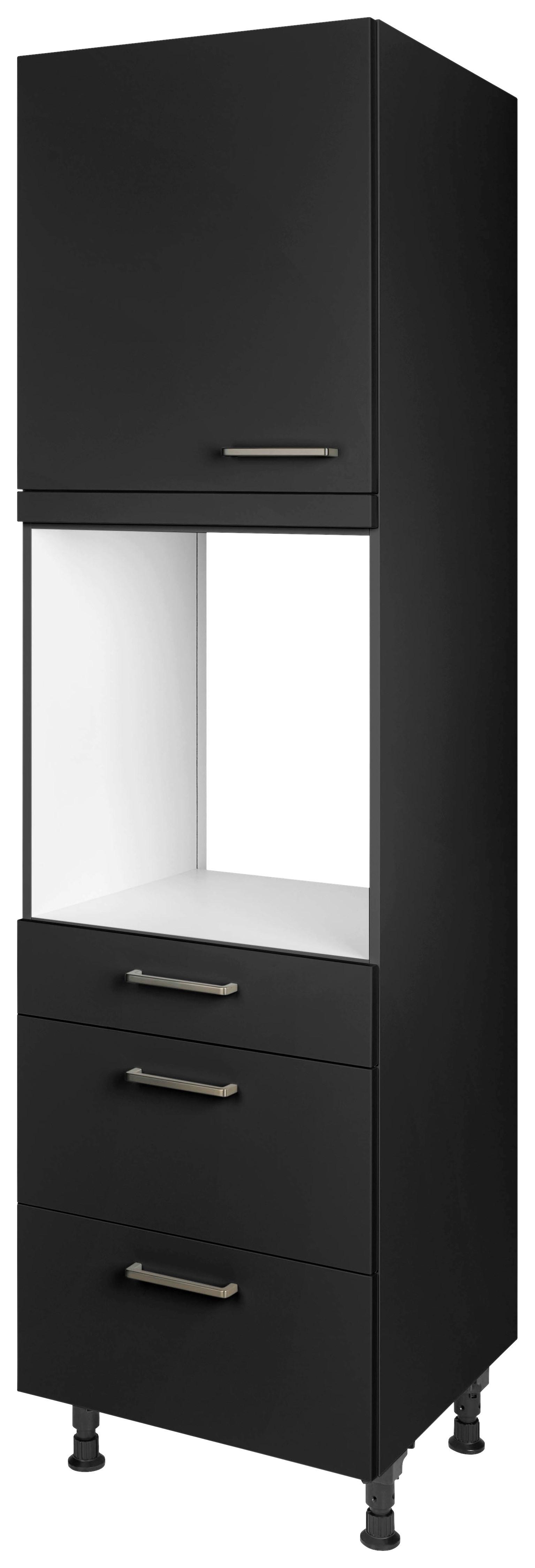 Geräteumbauschrank Touch Schwarz - Edelstahlfarben/Schwarz, MODERN, Holzwerkstoff/Metall (60/216,6/58cm) - Nobilia