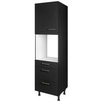 Geräteumbauschrank Touch Schwarz - Edelstahlfarben/Schwarz, MODERN, Holzwerkstoff/Metall (60/216,6/58cm) - Nobilia