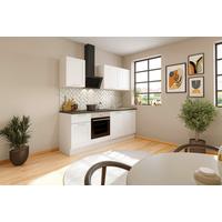 Küchenblock Marseille mit Geräten ca. 220cm Weiß - Chromfarben/Anthrazit, Design, Holzwerkstoff/Metall (220cm) - P & B