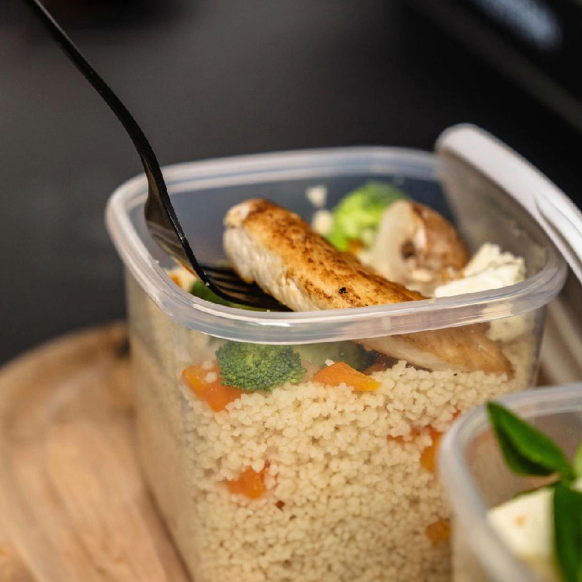 ZESTAW POJEMNIKÓW KUCHENNYCH 3808006702 - biały/przezroczysty, Basics, tworzywo sztuczne (10/10/9,5cm) - P & B