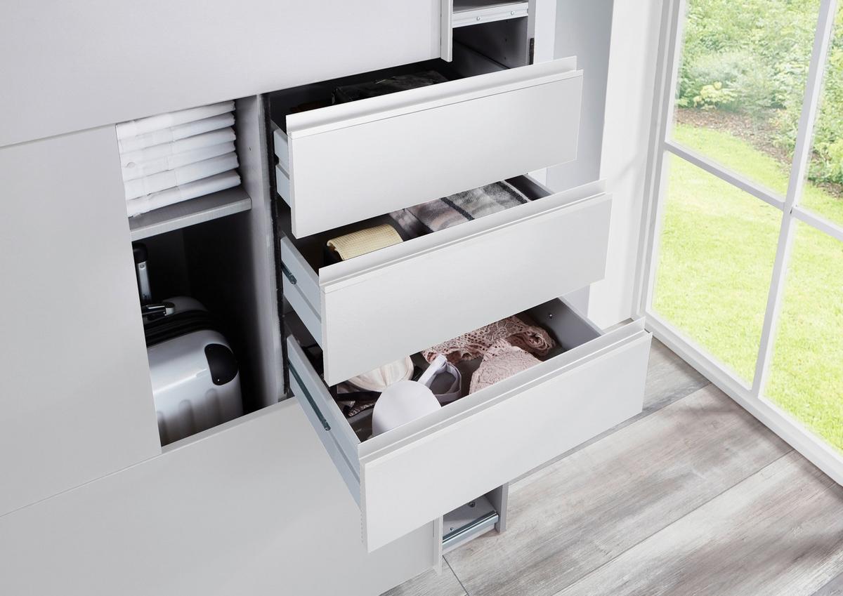 Schwebetürenschrank Saigon ca. 225x210 cm Weiß - Klar/Weiß, KONVENTIONELL, Holzwerkstoff/Metall (225/210/64cm) - MID.YOU