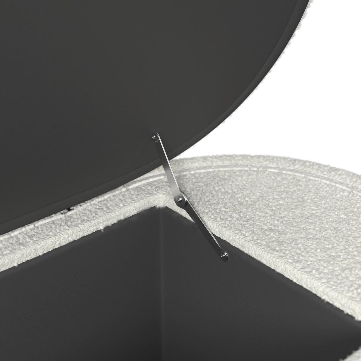 Hockerbank Benji Elfenbein Bouclé Gepolstert mit Stauraum - Elfenbein, MODERN, Holz/Textil (125/51/49cm) - Bessagi Home