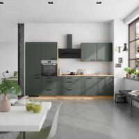 Küchenblock Easytouch High m. Geräten Dunkelgrün - Dunkelgrün/Eichefarben, MODERN, Holzwerkstoff/Metall (330cm) - Nobilia