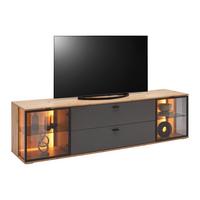 TV-Element Florenz Grau/Schwarz/Eiche Artisan - Schwarz/Eiche Artisan, MODERN, Glas/Holzwerkstoff (210/56,7/50cm) - Premium Living