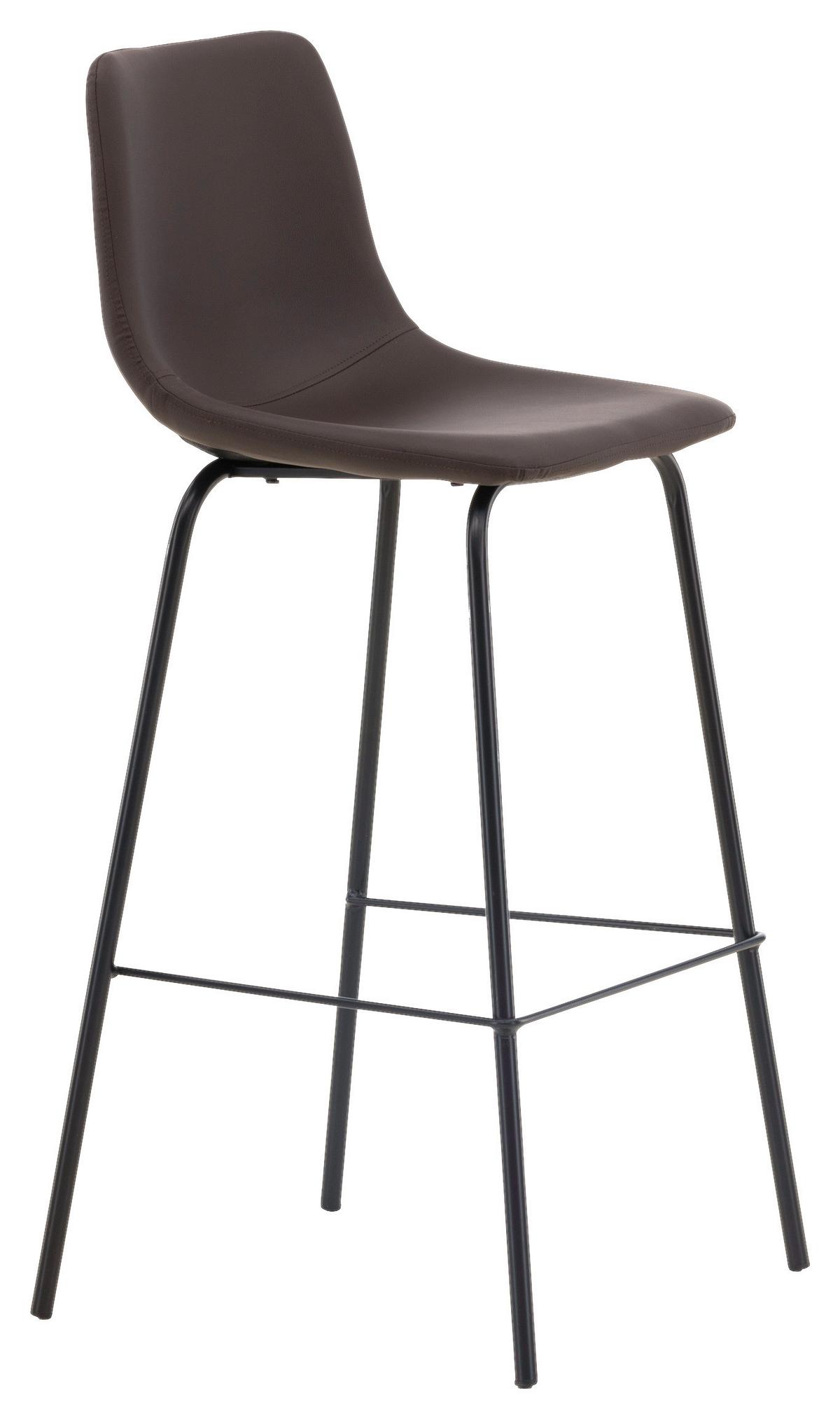 Barhocker-2er Set Alexi ca. 47x103x48 cm Dunkelbraun - Dunkelbraun/Schwarz, Design, Textil/Metall (47/103/48cm) - Livetastic