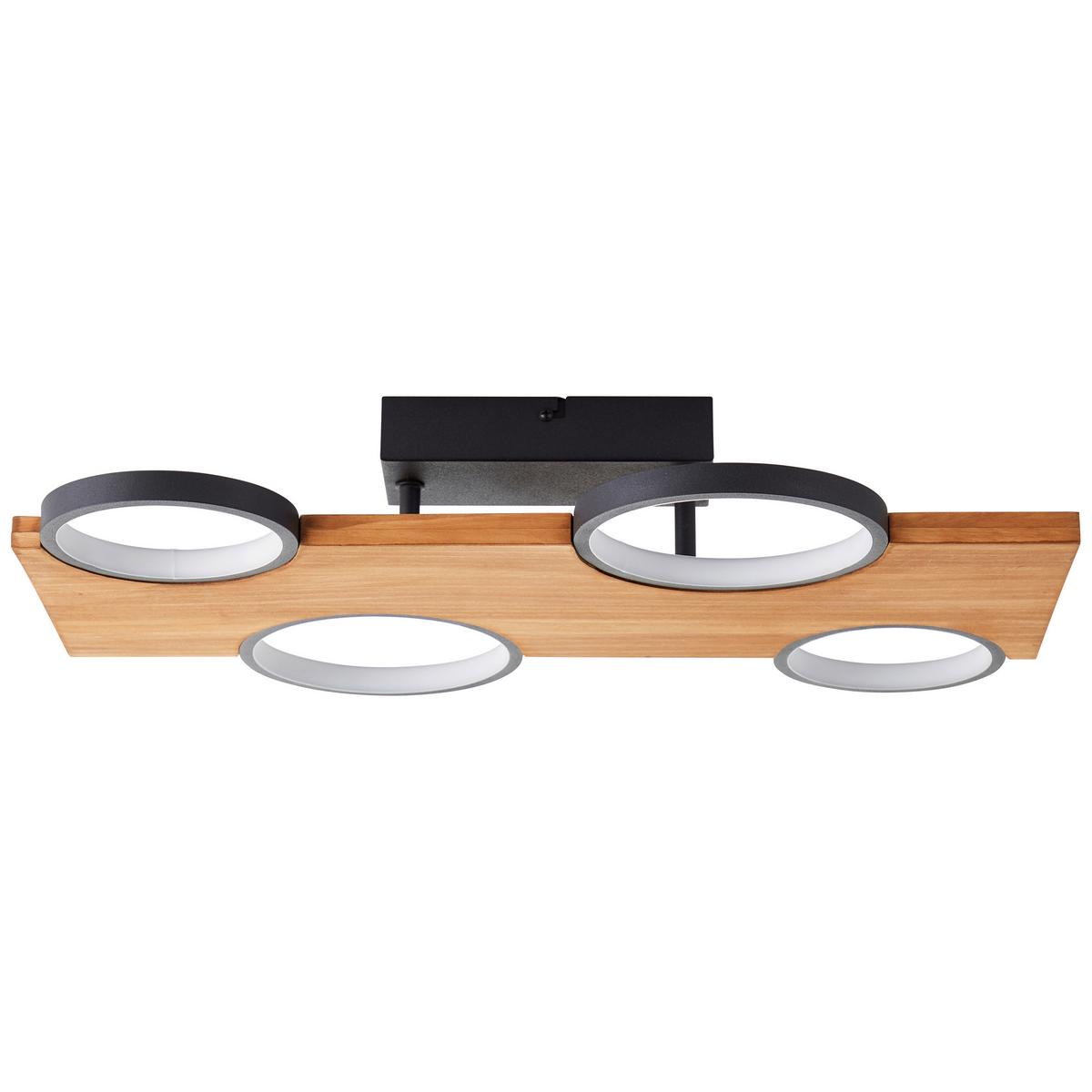 LED-Deckenleuchte Cheesy Schwarz/Hellbraun max. 28 Watt - Hellbraun/Schwarz, Natur, Holz/Metall (10,2/55/34,6cm) - Brilliant