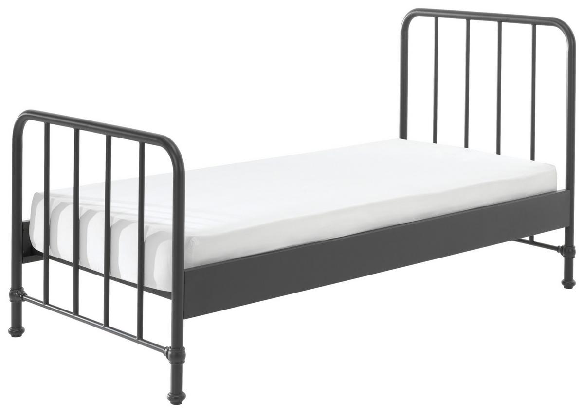 Kinder-/Juniorbett Bronxx ca. 90x200 cm Schwarz Matt - Schwarz, MODERN, Holz/Metall (90/200cm) - MID.YOU