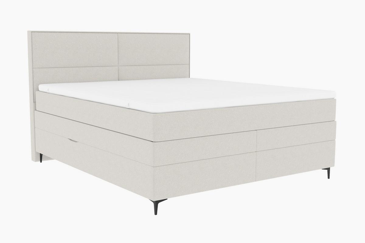 Boxspringbett Bari Creme ca. 160x200cm - Creme/Schwarz, KONVENTIONELL, Textil/Metall (160/200cm) - Mömax