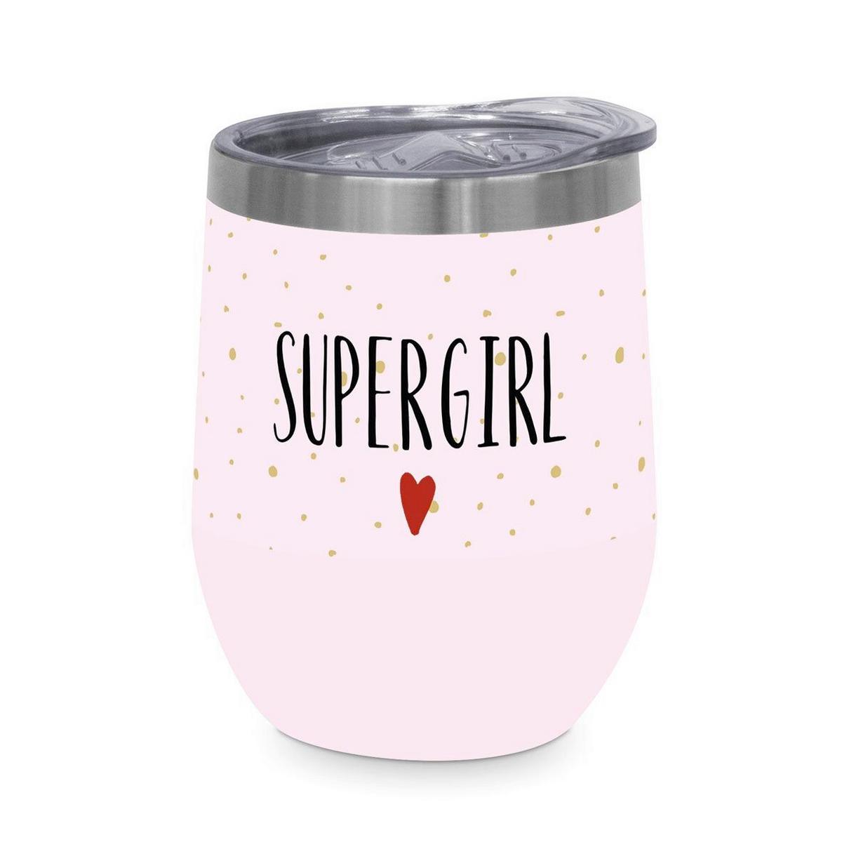 Thermobecher Supergirl aus Edelstahl - Multicolor, MODERN, Metall (9/11,5cm)