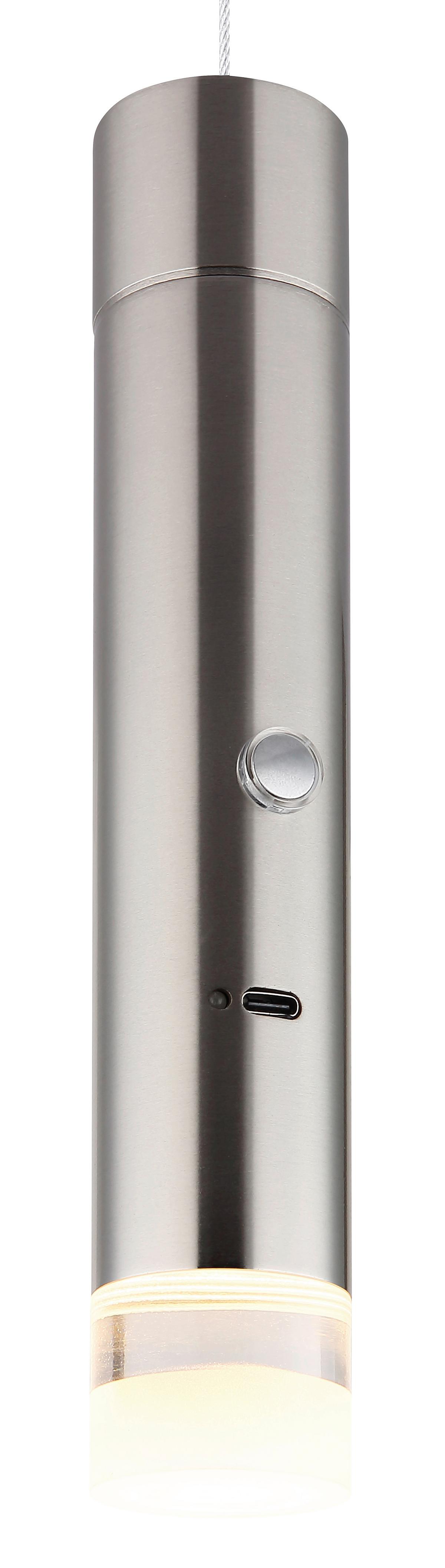 LAMPA WISZĄCA LED 16060N PELO - przejrzysty/kolor niklowy, Design, tworzywo sztuczne/metal (38/120cm) - Globo