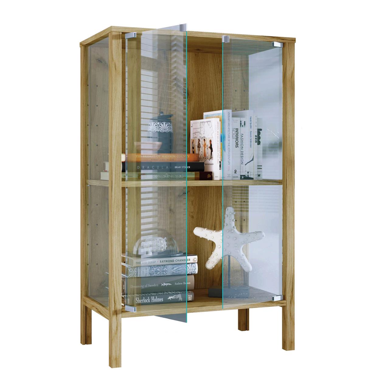 Vitrine Jensol Honigeiche/Klar - Honigeiche/Klar, Design, Glas/Holzwerkstoff (60/80/35cm) - Livetastic
