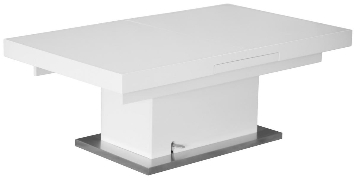 Couchtisch 2in1 in Weiß ca. 133-170x51-77x80cm - Edelstahlfarben/Weiß, MODERN, Holzwerkstoff/Metall (133-170/80/51-77cm) - Based