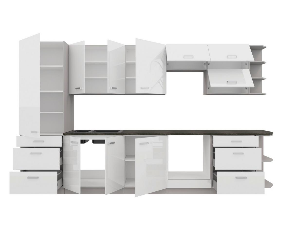 Blok Kuhinja Bianca - boja hroma/siva, Moderno, metal/pločasti materijal (350/214/60cm) - Modern Living