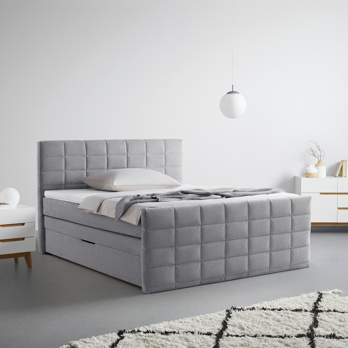 Boxspringbett Damon Silber ca. 180x200cm - Silberfarben/Schwarz, KONVENTIONELL, Kunststoff/Textil (180/200cm) - Mömax
