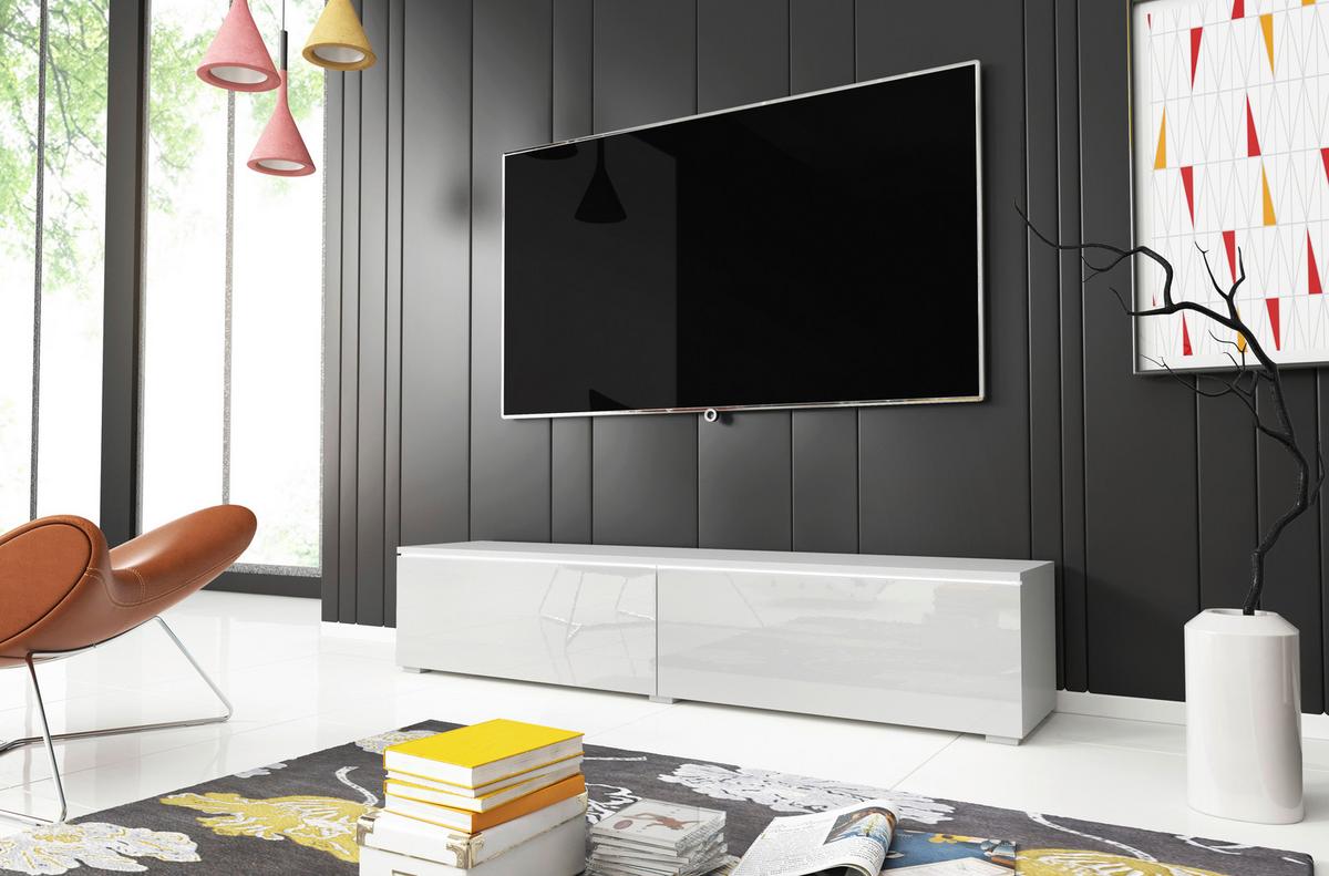 TV-Lowboard mit LED ca. 140x30 cm Weiß Hochglanz - Weiß Hochglanz/Weiß, LIFESTYLE, Holzwerkstoff/Kunststoff (140/30/33cm) - P & B