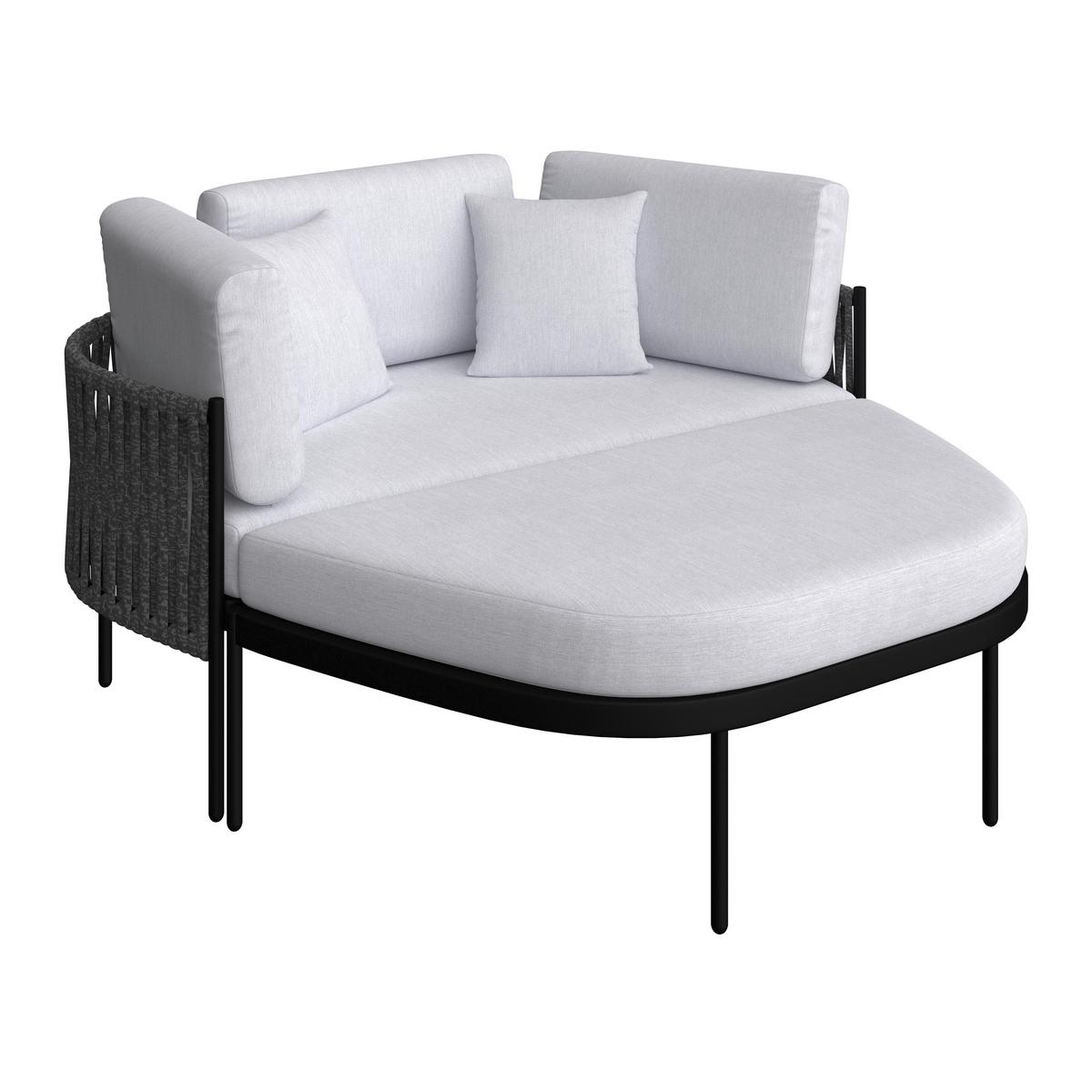 Pat de exterior stil scoică Lucien - gri deschis/gri închis, Modern, metal/textil (150/64/76cm) - Bessagi Garden