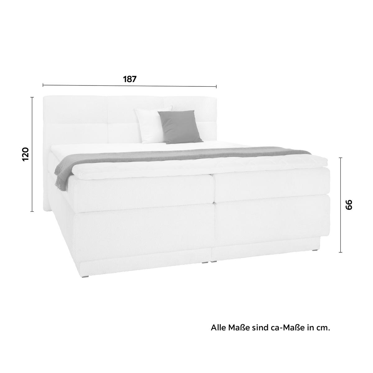 Boxspringbett in Weiss ca. 180x200cm - Weiss/Schwarz, Konventionell, Holzwerkstoff/Kunststoff (180/200cm) - Premium Living