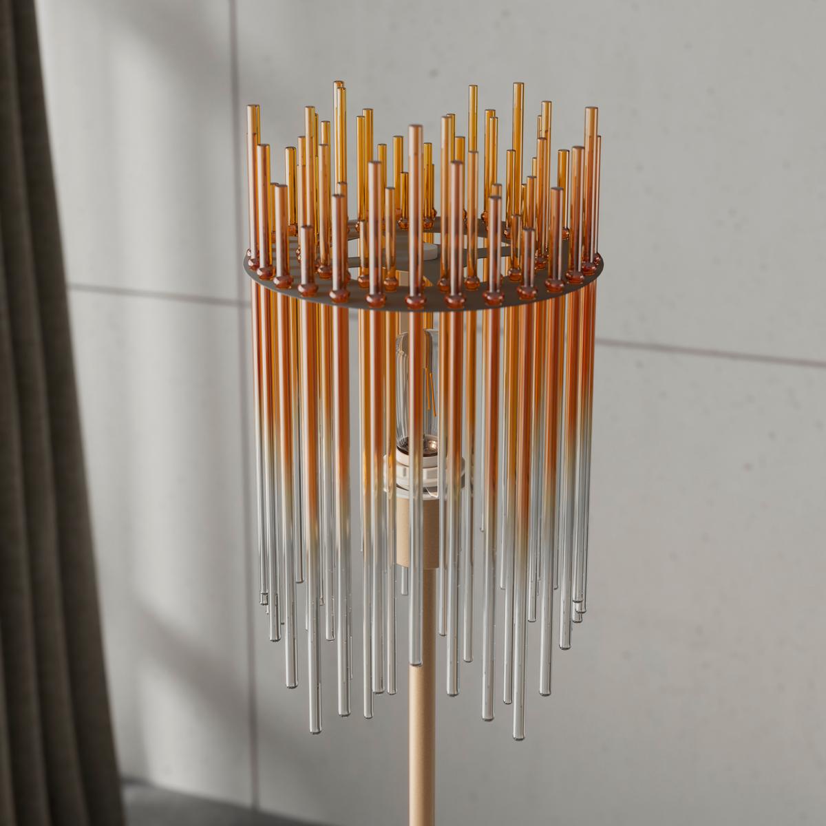 Stehleuchte Stab Bernsteinfarben max. 40 Watt - Champagner/Transparent, MODERN, Glas/Kunststoff (25l)