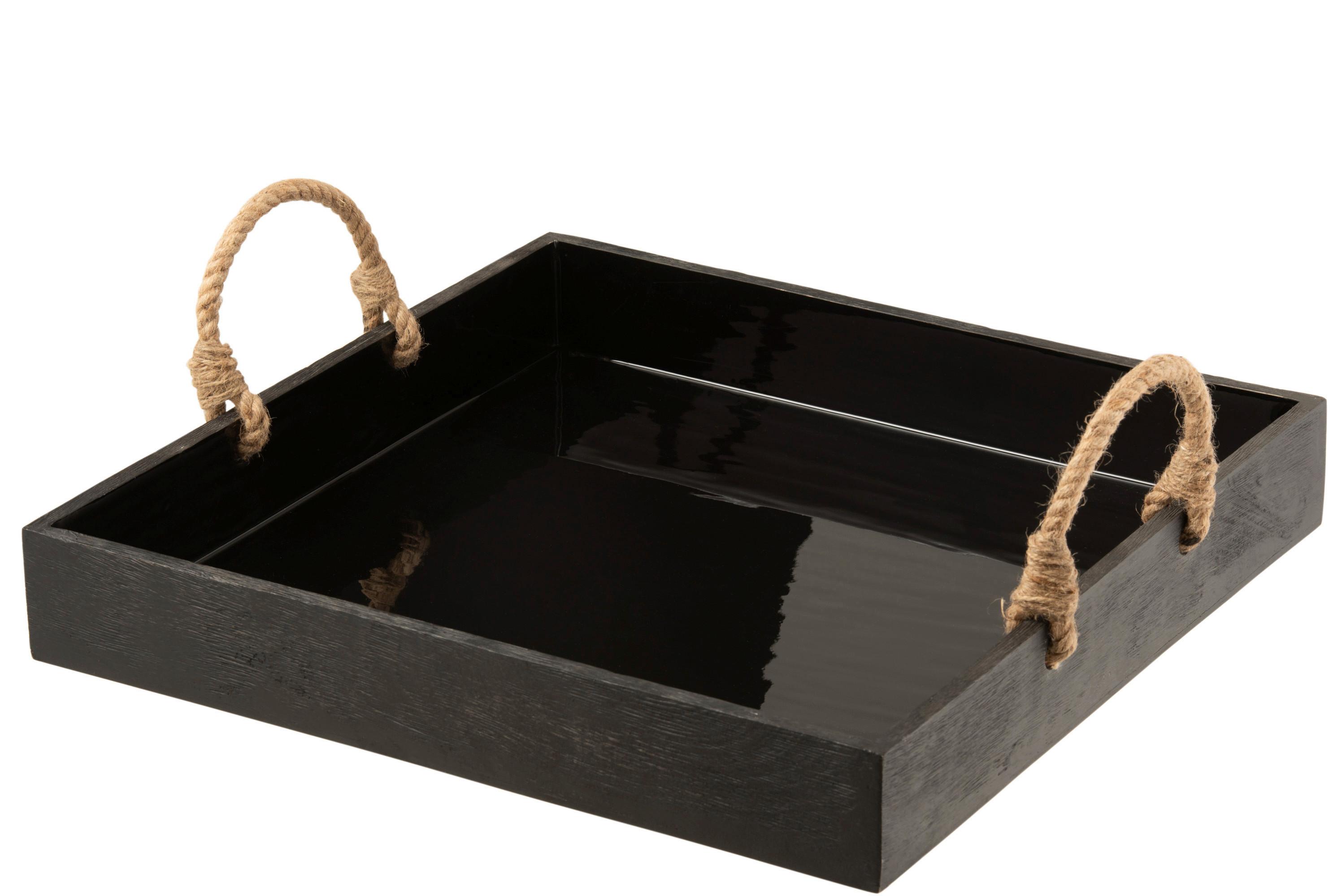 TACA DEKORACYJNA 17844 - czarny, Trend, drewno (50/8/50cm)