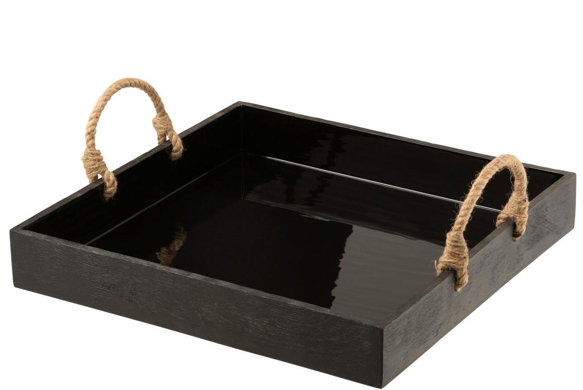 TACA DEKORACYJNA 17844 - czarny, Trend, drewno (50/8/50cm)