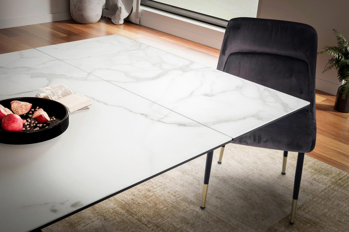 Raztegljiva Jedilna Miza Marble, Keramika, 180-260x95cm - črna/bela, Design, kovina/keramika (180/95/78cm) - MID.YOU
