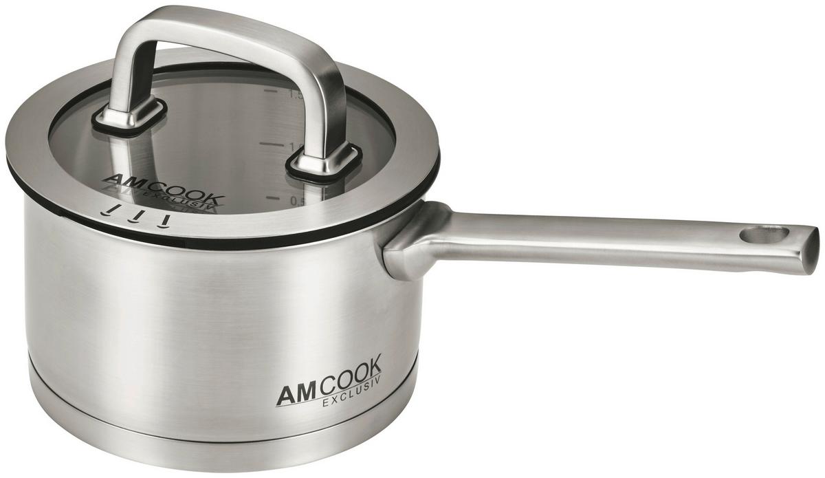 RONDEL Z RĄCZKĄ 8500735 - kolor stalowy, Basics, metal/szkło (16/9cm) - Am Cook