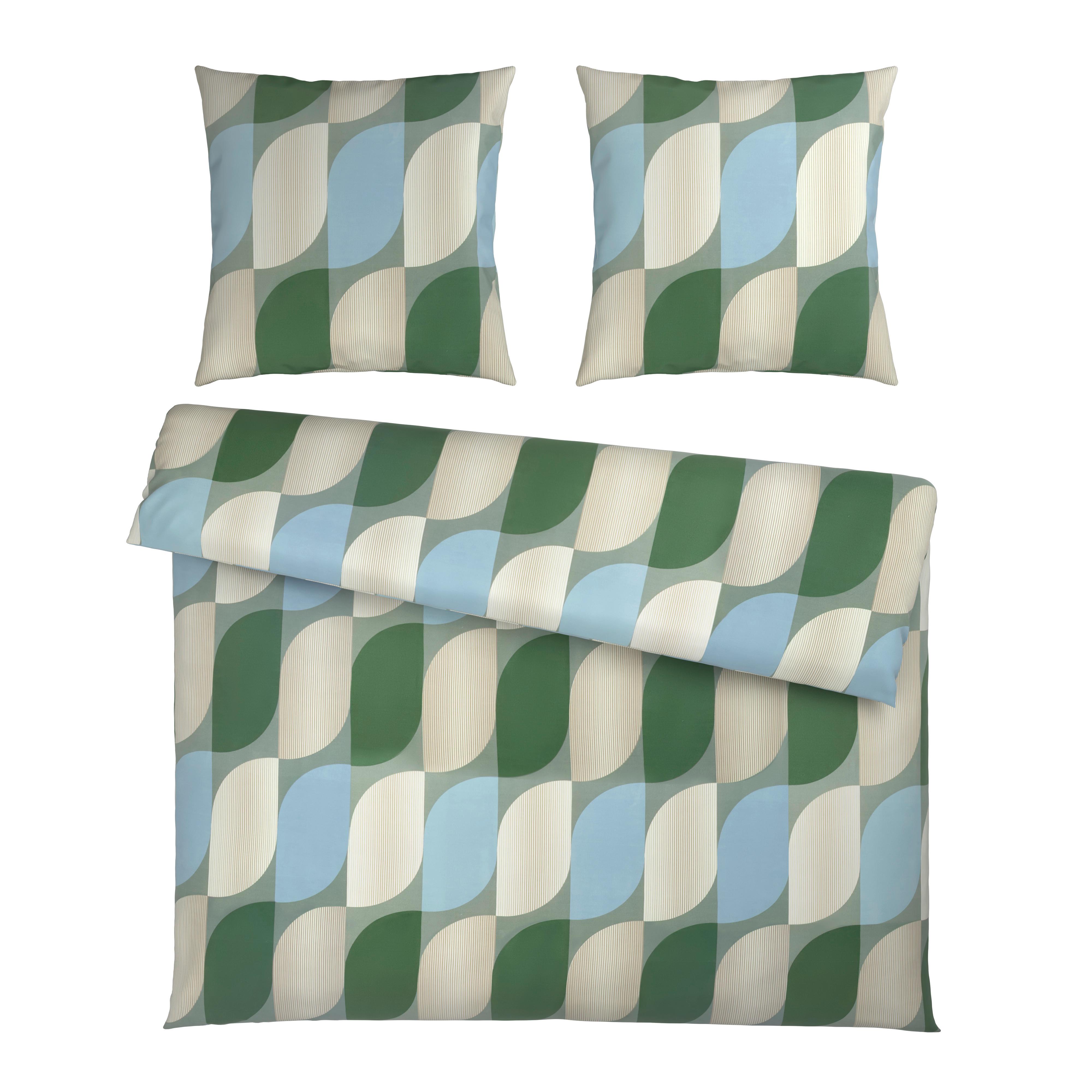 Bettwäsche Gala XXL Blau/Creme/Grün ca. 200x200cm - Blau/Petrol, Textil (200/200cm) - Mömax