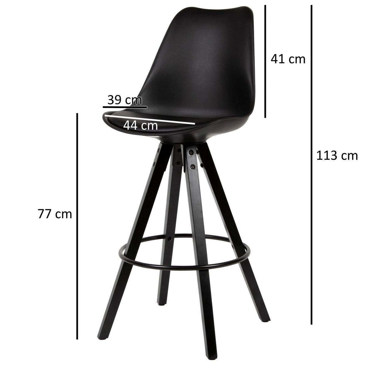 Set Barskih Stolov Wohnling - črna, Moderno, umetna masa/tekstil (44/113/39cm) - MID.YOU