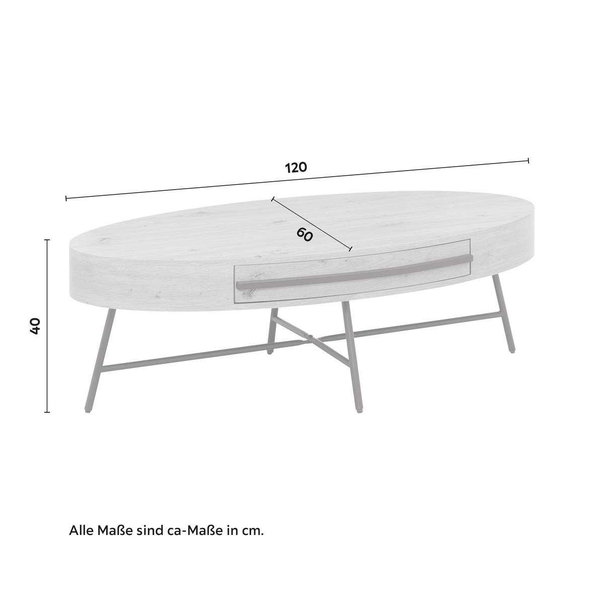 Klubska Miza Emilia, Barva Hrasta, 120x60 - črna/barve hrasta, Moderno, kovina (120/60/40cm) - Bessagi Home